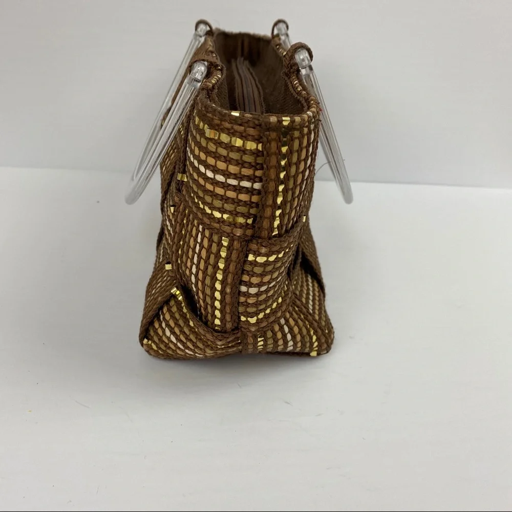 Vintage M&G Bertini Italian Paper Bag Purse Brown